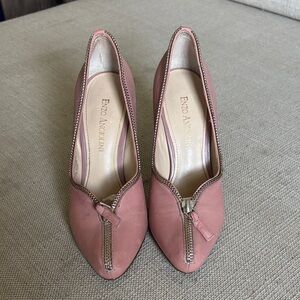 Enzo Angiolini leather heels with silver zipper design